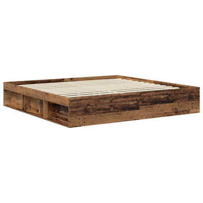 Bed Frame with Headboard Old Wood 200 x 200 cm Solid Pine Wood