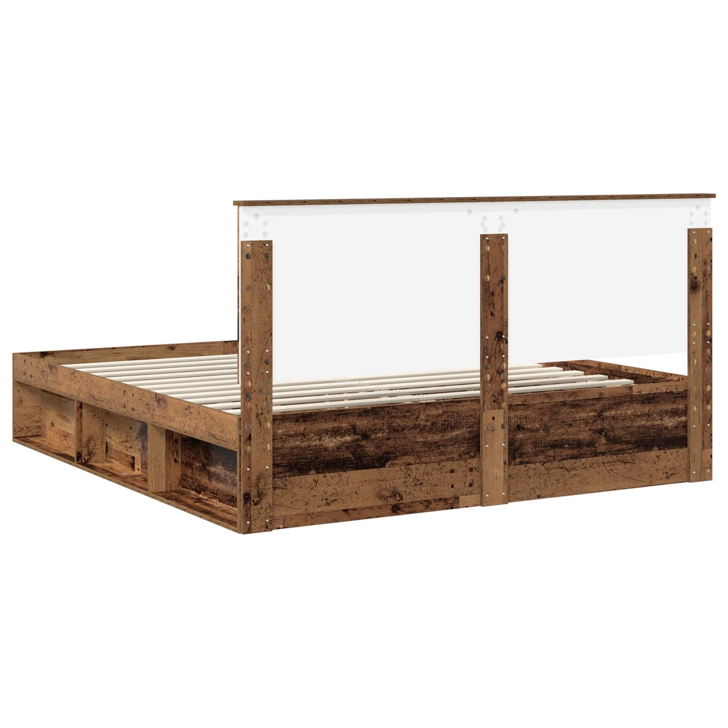 Bed Frame with Headboard Old Wood 200 x 200 cm Solid Pine Wood