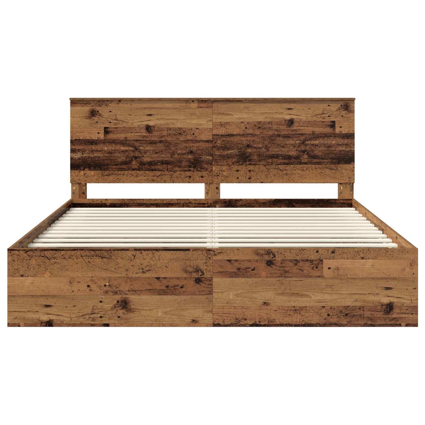 Bed Frame with Headboard Old Wood 200 x 200 cm Solid Pine Wood