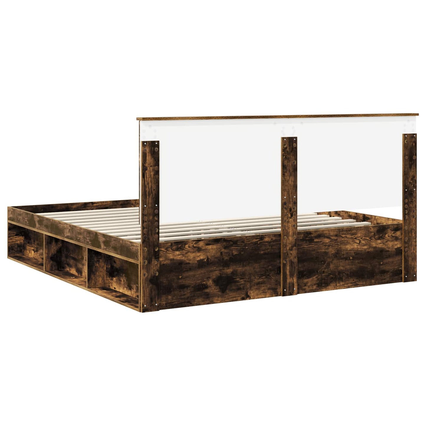 Bed Frame Smoked Oak 180 x 200 cm Solid Pine Wood