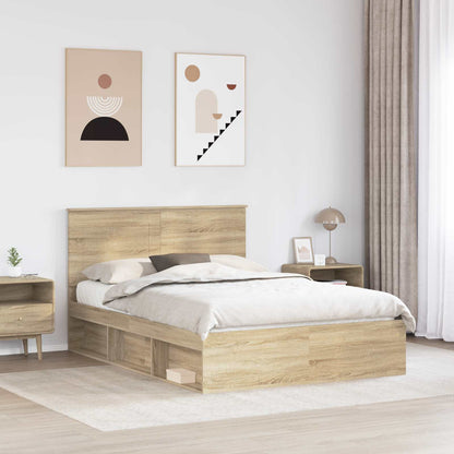 Bed Frame with Headboard Sonoma 160 x 200 cm Solid Pine Wood