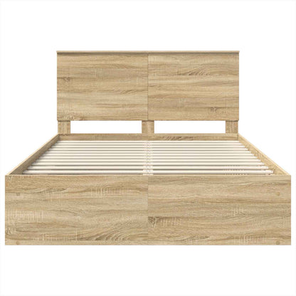 Bed Frame with Headboard Sonoma 160 x 200 cm Solid Pine Wood