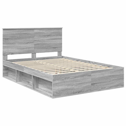 Bed Frame Grey Sonoma 160 x 200 cm Solid Pine Wood