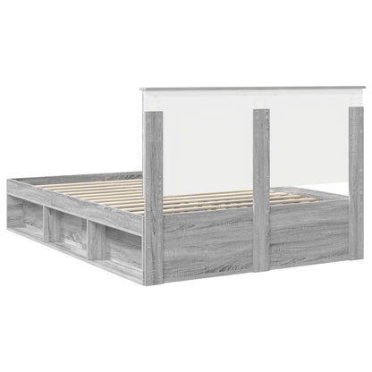 Bed Frame Grey Sonoma 160 x 200 cm Solid Pine Wood