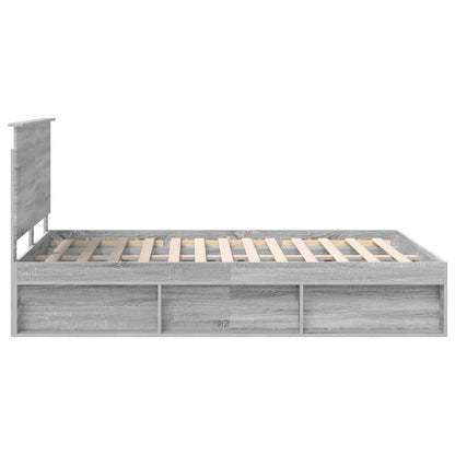 Bed Frame Grey Sonoma 160 x 200 cm Solid Pine Wood