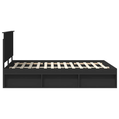 Bed Frame with Headboard Black 150 x 200 cm Solid Pine Wood
