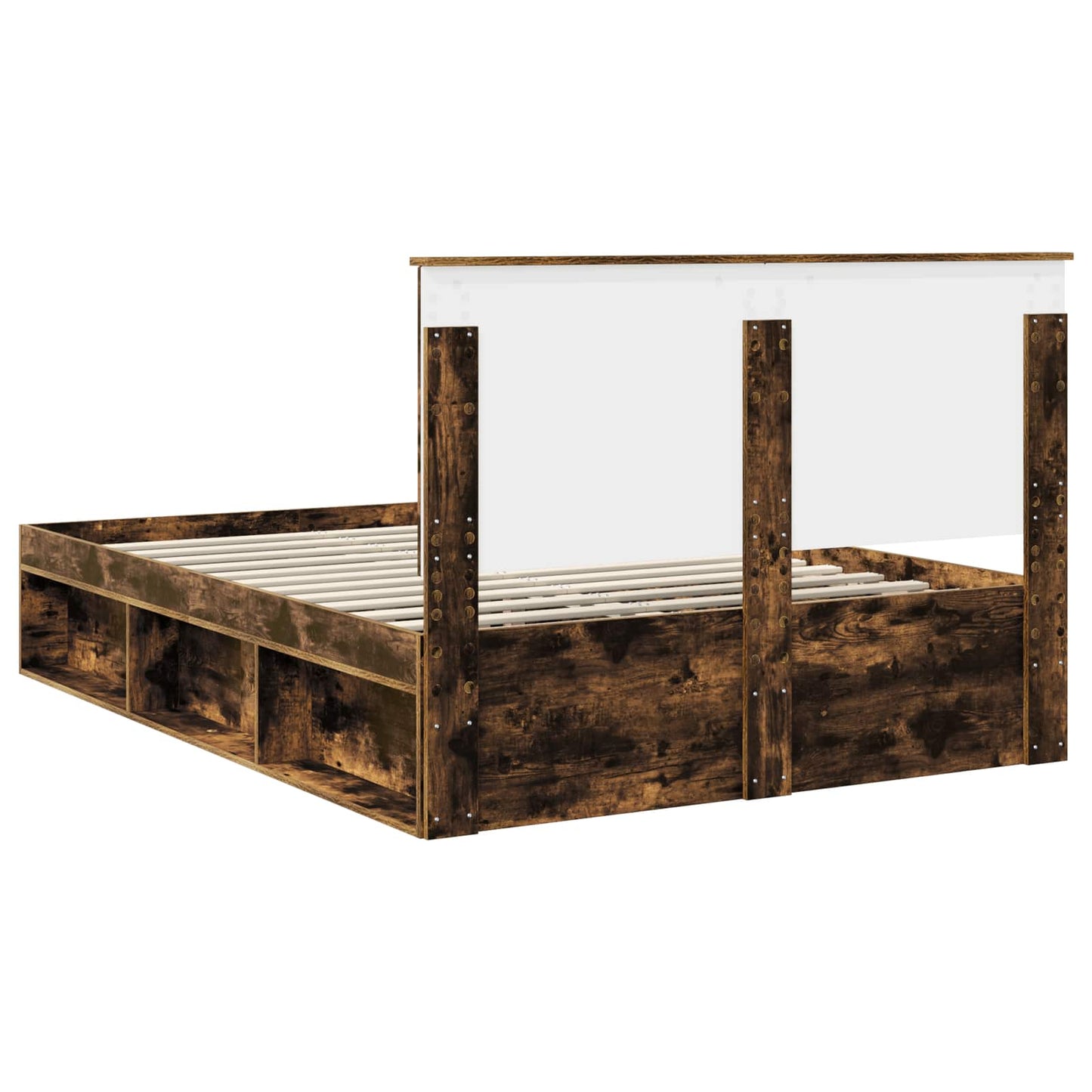Bed Frame with Drawer Smoked Oak 150 x 200 cm Solid Pine Wood