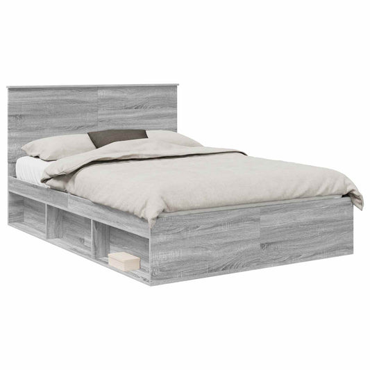 Bed Frame with Drawer Grey Sonoma 150 x 200 cm Solid Pine Wood