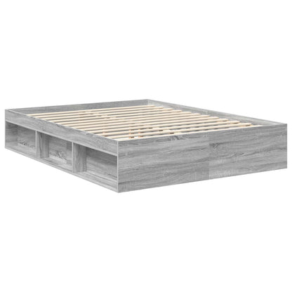 Bed Frame with Drawer Grey Sonoma 150 x 200 cm Solid Pine Wood