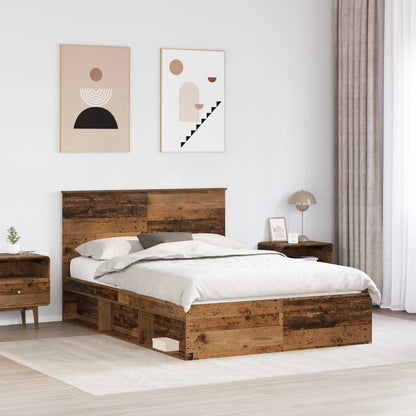 Bed Frame with Headboard Old Wood 150 x 200 cm Solid Pine Wood