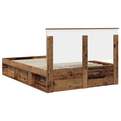Bed Frame with Headboard Old Wood 150 x 200 cm Solid Pine Wood