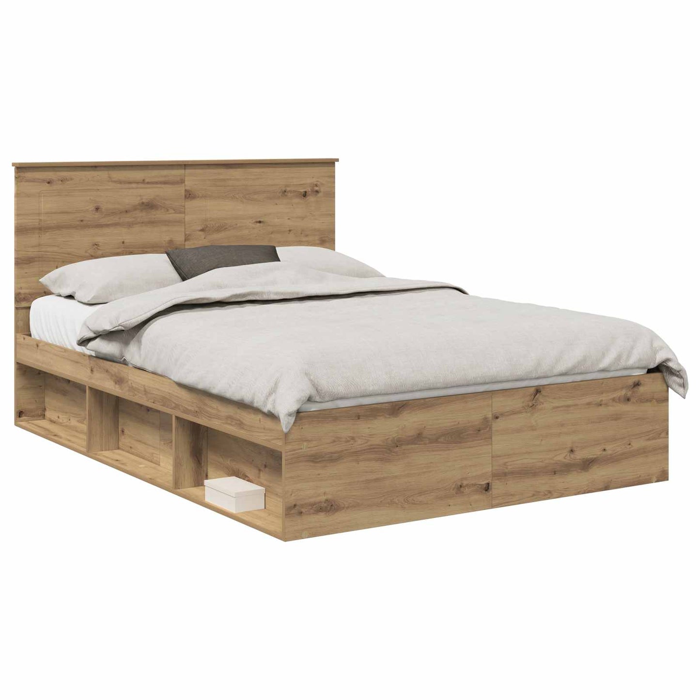Bed Frame with Drawer Artisian Oak 150 x 200 cm Solid Pine Wood