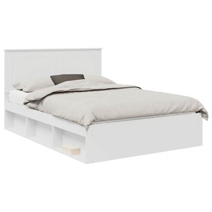 Bed Frame with Headboard White 140 x 190 cm Solid Pine Wood