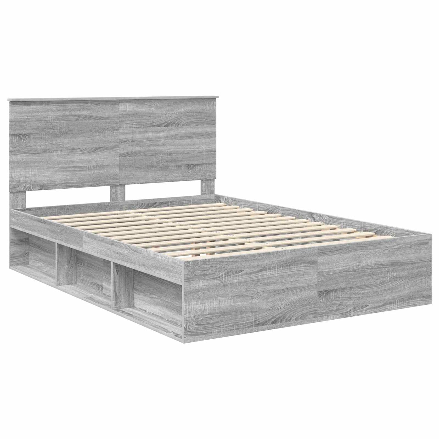 Bed Frame Grey Sonoma 140 x 190 cm Solid Pine Wood