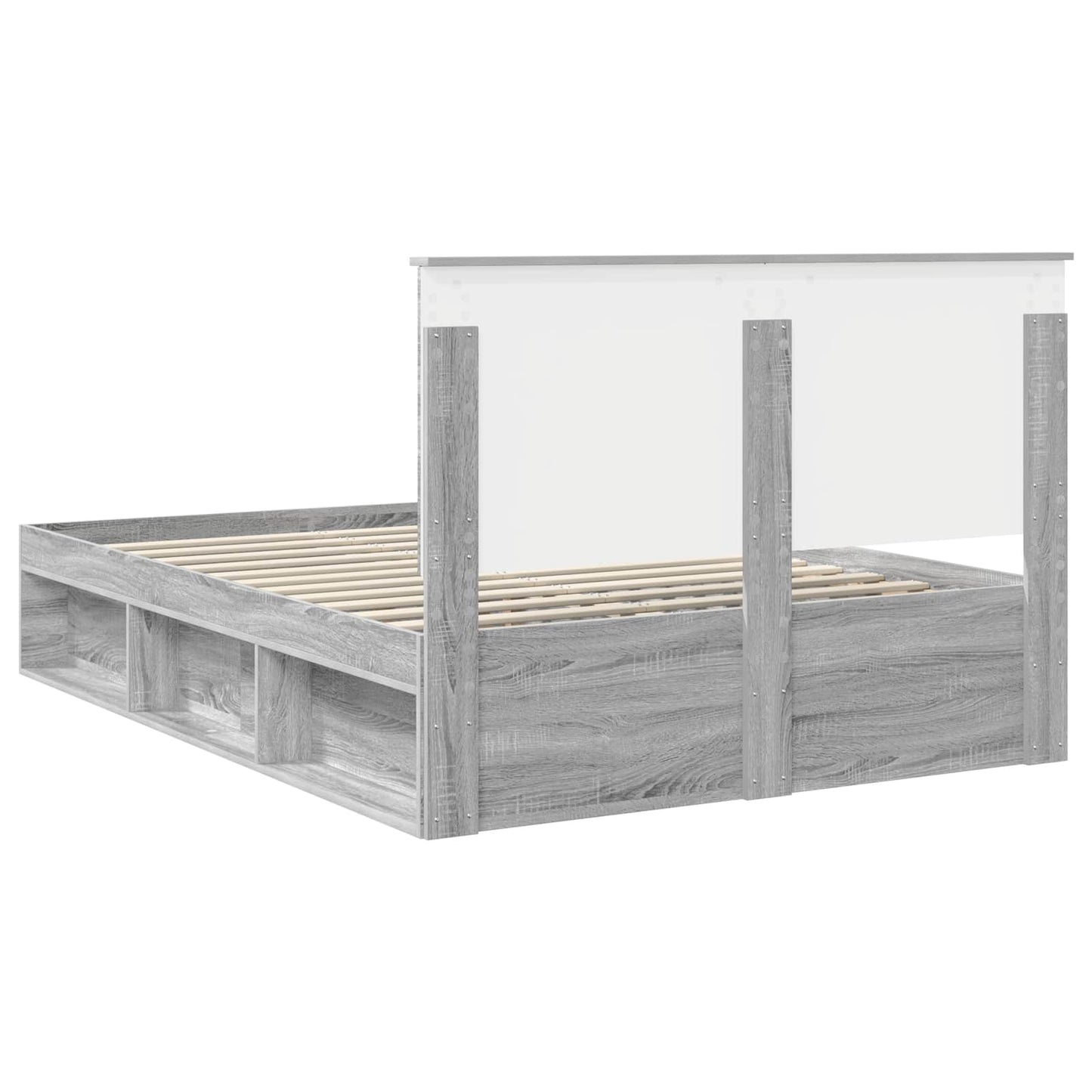 Bed Frame Grey Sonoma 140 x 190 cm Solid Pine Wood