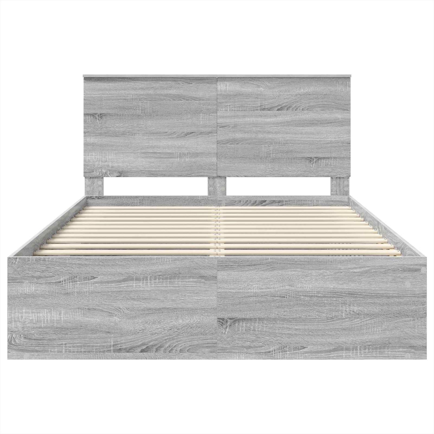 Bed Frame Grey Sonoma 140 x 190 cm Solid Pine Wood