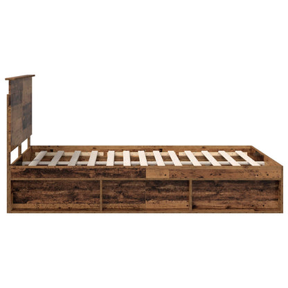 Bed Frame with Headboard Old Wood 140 x 190 cm Solid Pine Wood