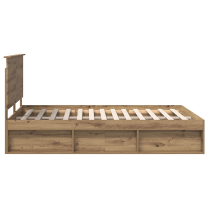 Bed Frame Artisian Oak 140 x 190 cm Solid Pine Wood