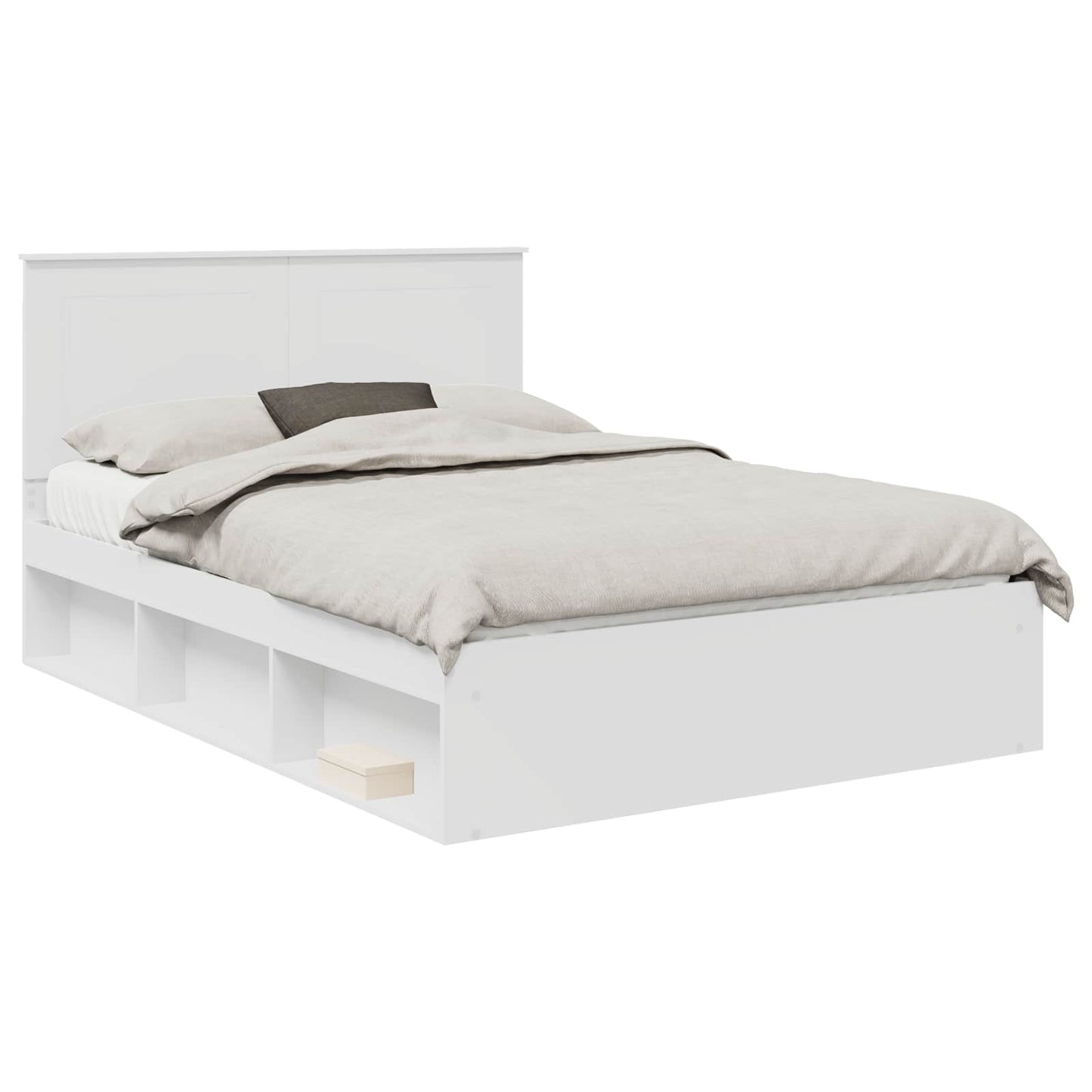 Bed Frame with Headboard White 140 x 200 cm Solid Pine Wood