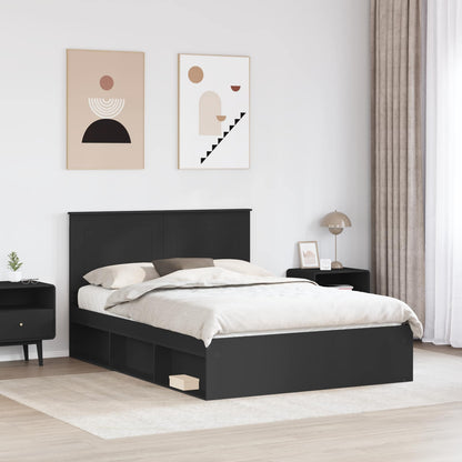 Bed Frame with Headboard Black 140 x 200 cm Solid Pine Wood