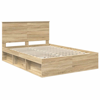 Bed Frame with Headboard Sonoma 140 x 200 cm Solid Pine Wood