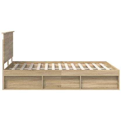 Bed Frame with Headboard Sonoma 140 x 200 cm Solid Pine Wood