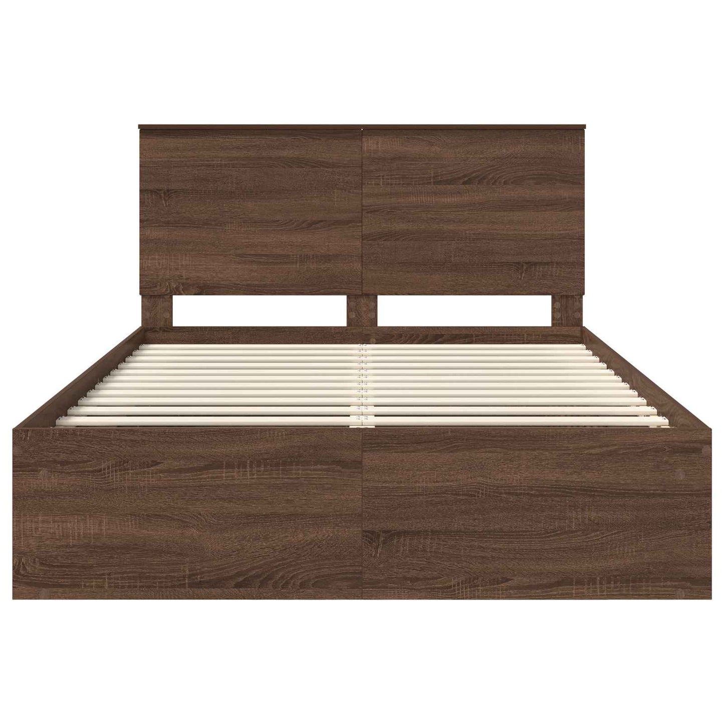 Bed Frame with Headboard Brown Oak 140 x 200 cm Solid Pine Wood