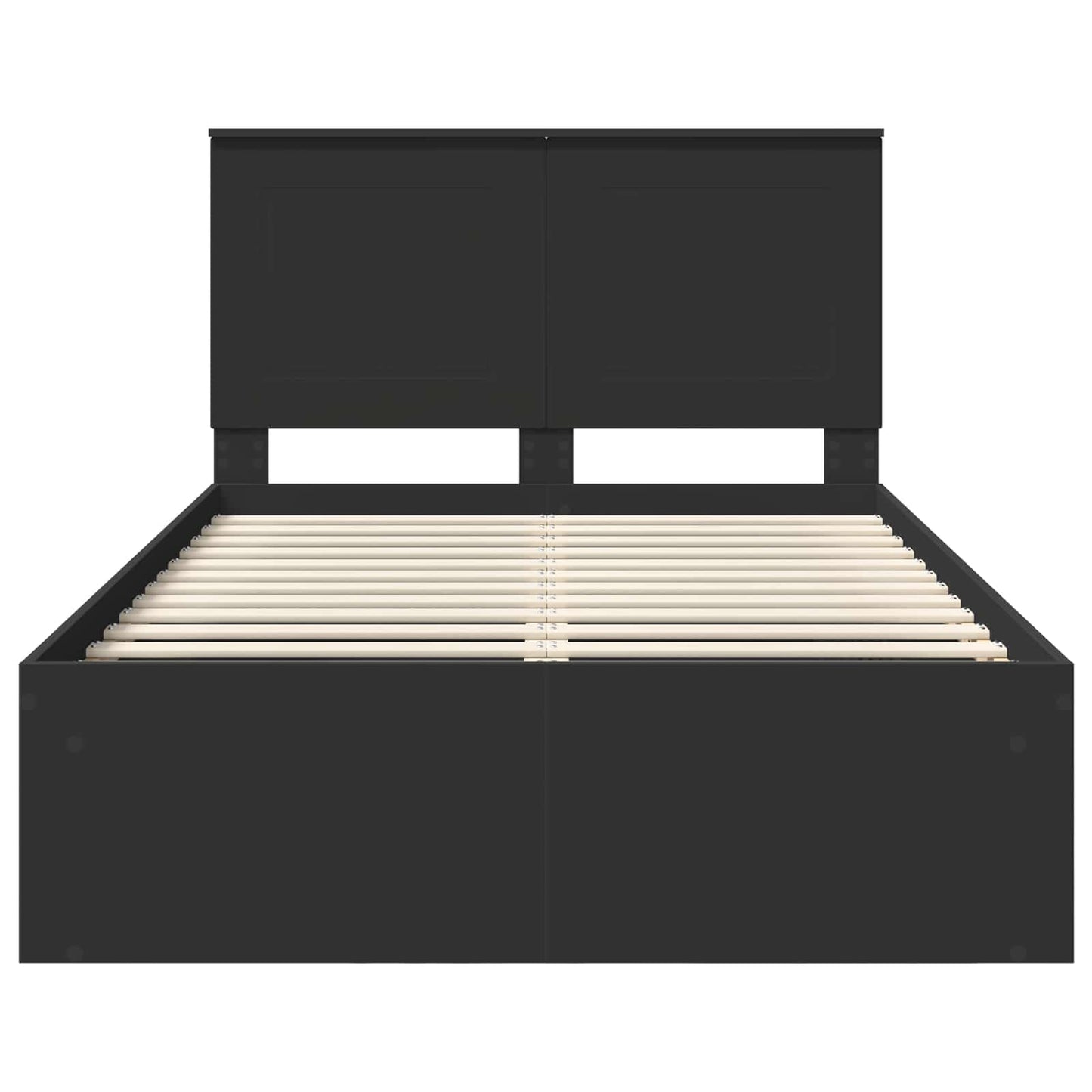 Bed Frame with Headboard Black 135 x 190 cm Solid Pine Wood