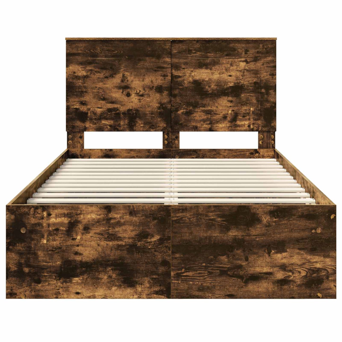 Bed Frame with Drawer Smoked Oak 135 x 190 cm Solid Pine Wood