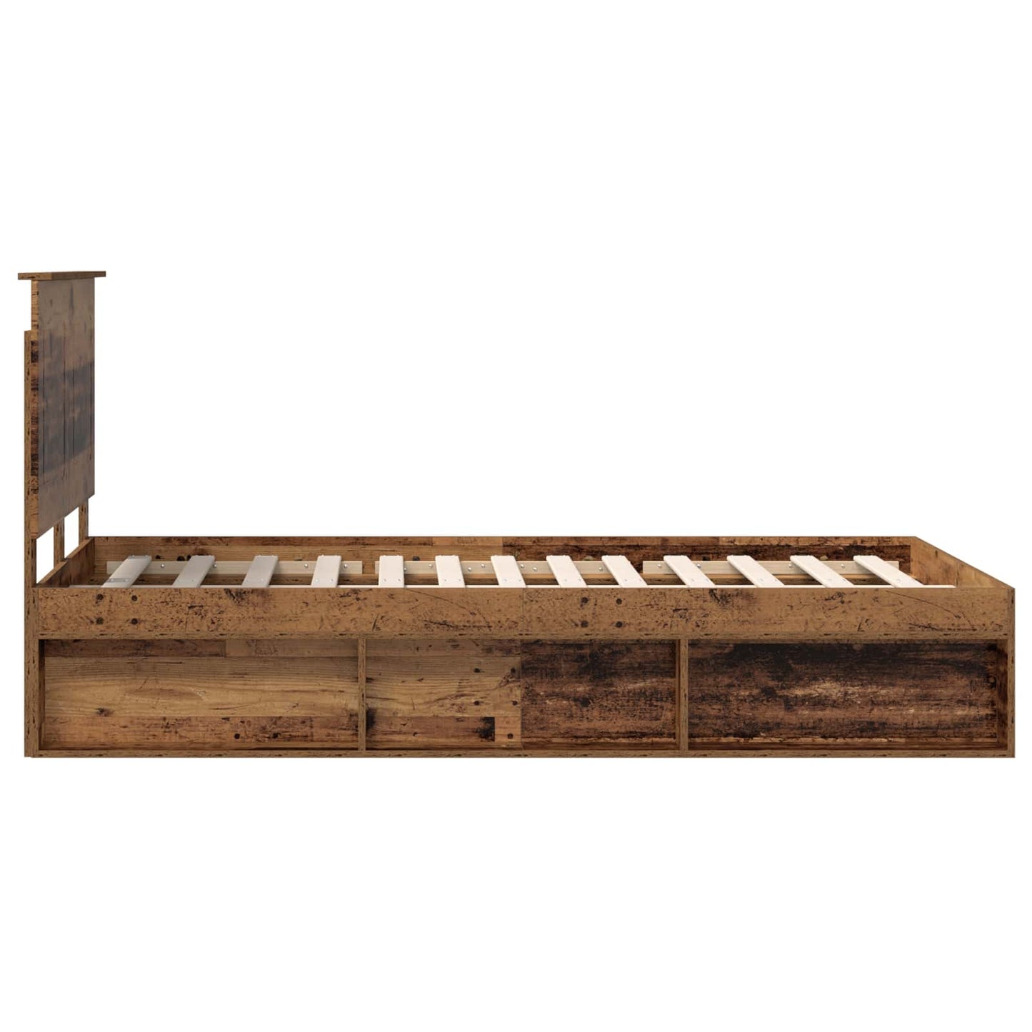 Bed Frame with Headboard Old Wood 135 x 190 cm Solid Pine Wood