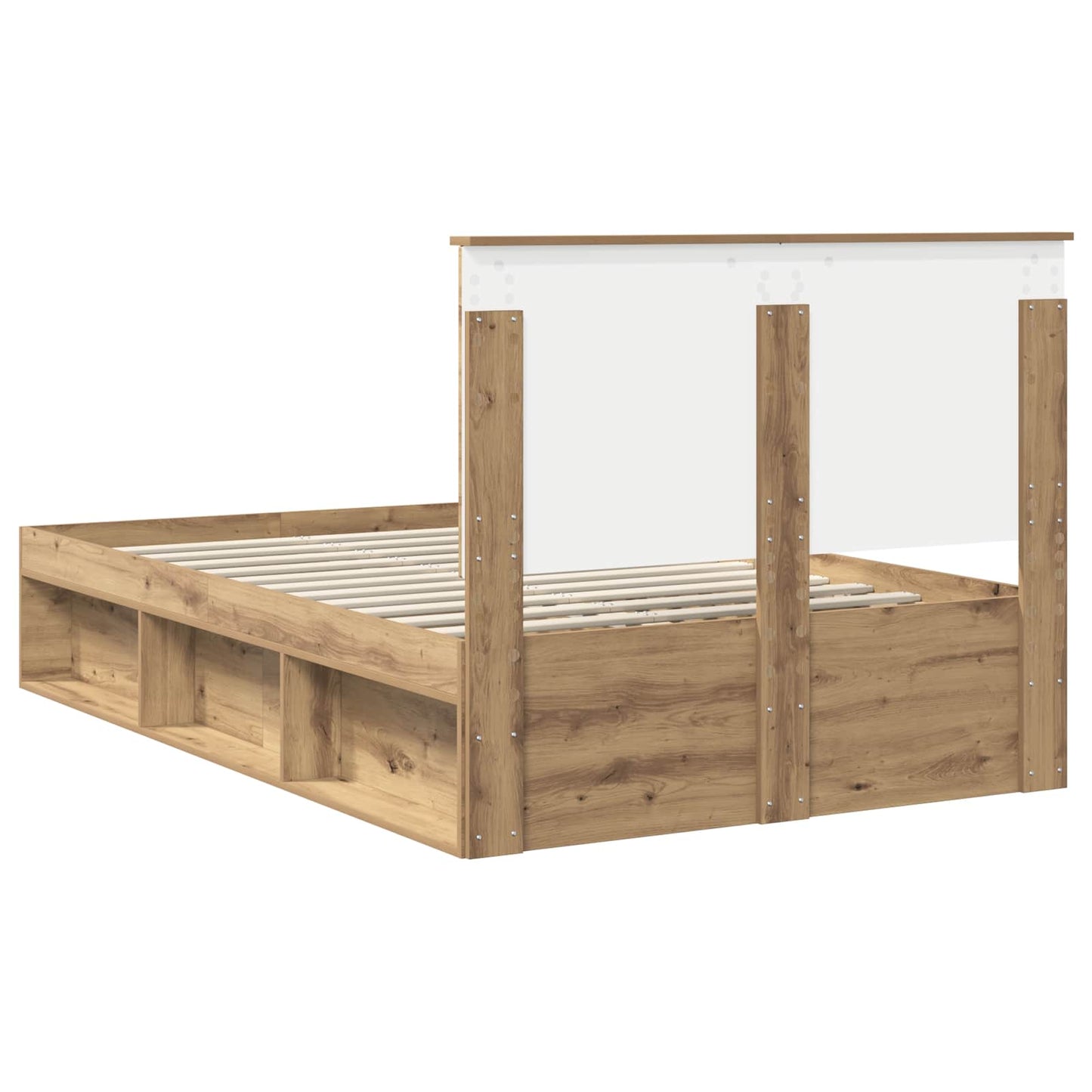Bed Frame Artisian Oak 135 x 190 cm Solid Pine Wood