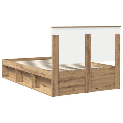 Bed Frame Artisian Oak 135 x 190 cm Solid Pine Wood