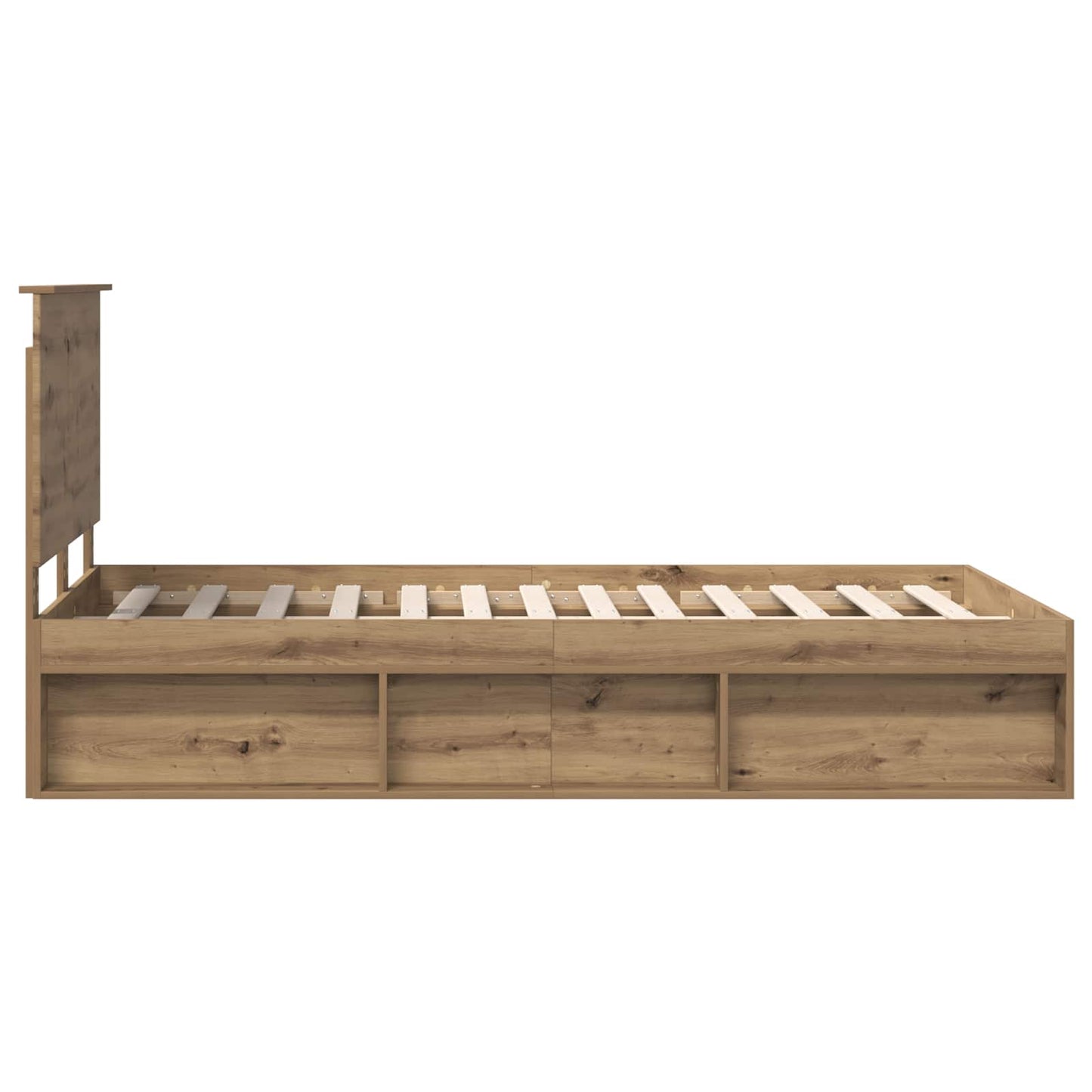 Bed Frame Artisian Oak 135 x 190 cm Solid Pine Wood