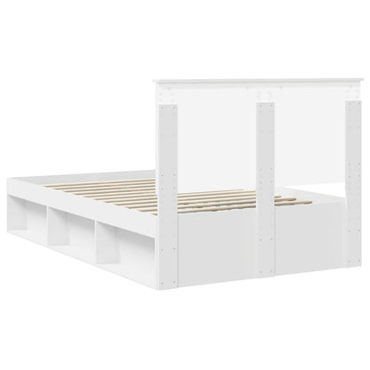 Bed Frame with Headboard White 120 x 190 cm Solid Pine Wood