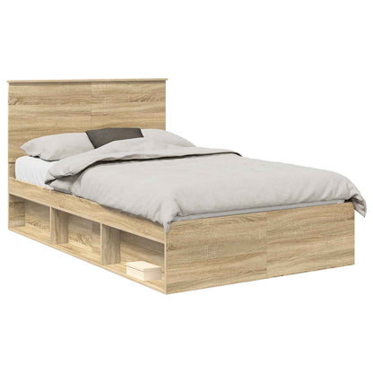 Bed Frame with Headboard Sonoma 120 x 190 cm Solid Pine Wood