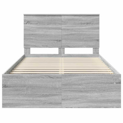 Bed Frame with Drawer Grey Sonoma 120 x 190 cm Solid Pine Wood