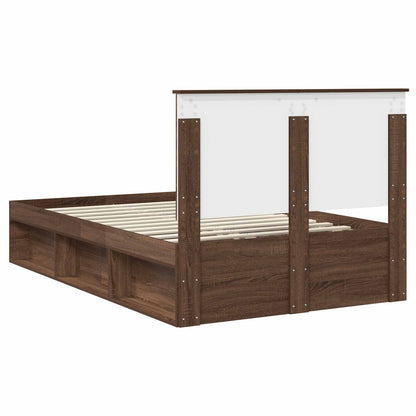 Bed Frame with Headboard Brown Oak 120 x 190 cm Solid Pine Wood