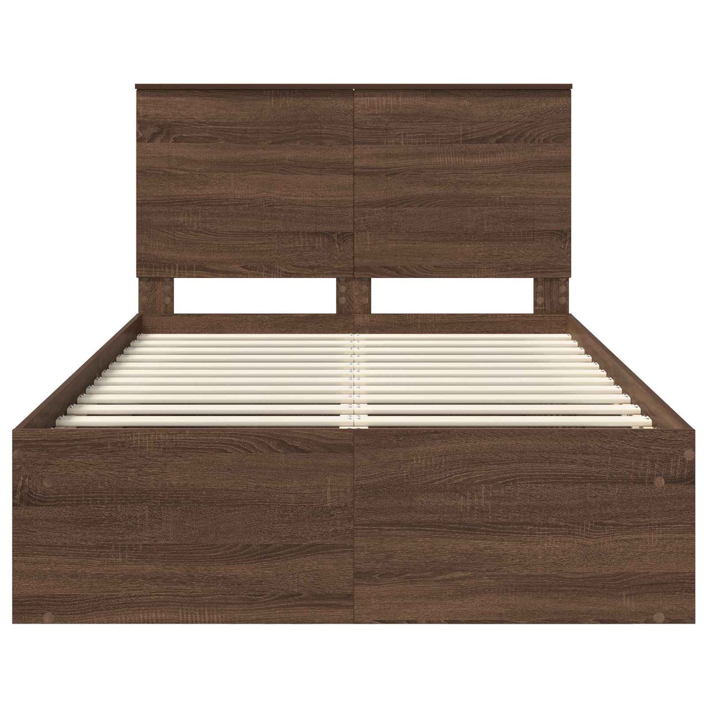 Bed Frame with Headboard Brown Oak 120 x 190 cm Solid Pine Wood