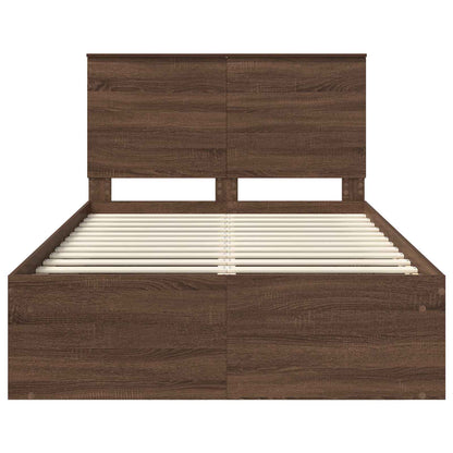 Bed Frame with Headboard Brown Oak 120 x 190 cm Solid Pine Wood