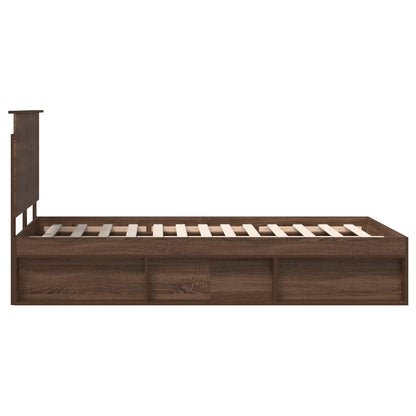 Bed Frame with Headboard Brown Oak 120 x 190 cm Solid Pine Wood