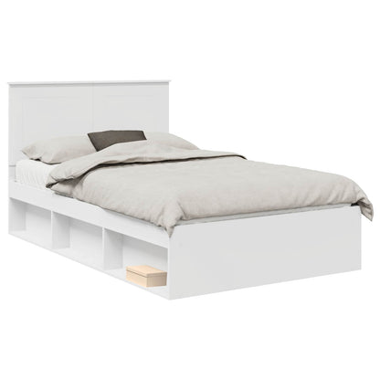 Bed Frame with Headboard White 120 x 200 cm Solid Pine Wood
