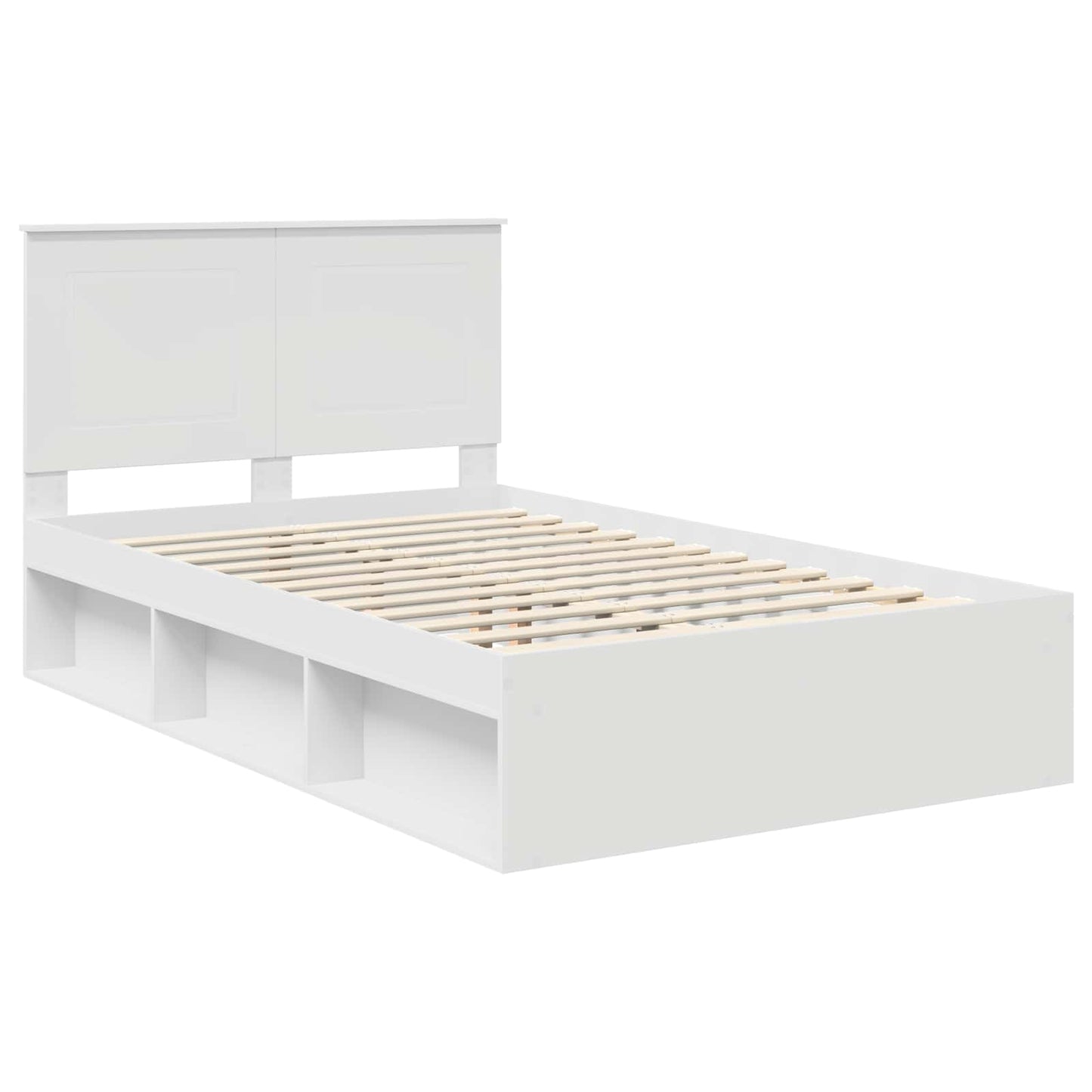 Bed Frame with Headboard White 120 x 200 cm Solid Pine Wood