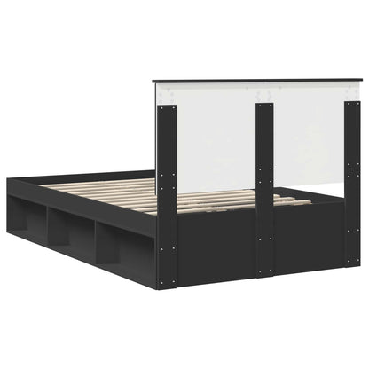 Bed Frame with Headboard Black 120 x 200 cm Solid Pine Wood