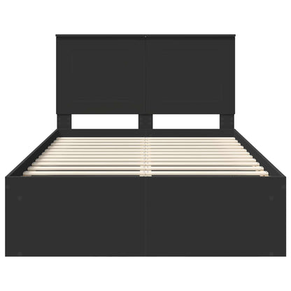 Bed Frame with Headboard Black 120 x 200 cm Solid Pine Wood