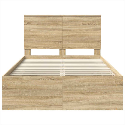 Bed Frame with Headboard Sonoma 120 x 200 cm Solid Pine Wood