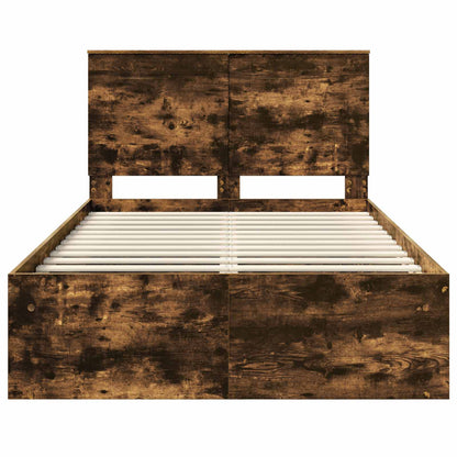 Bed Frame Smoked Oak 120 x 200 cm Solid Pine Wood