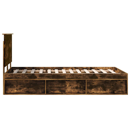 Bed Frame Smoked Oak 120 x 200 cm Solid Pine Wood