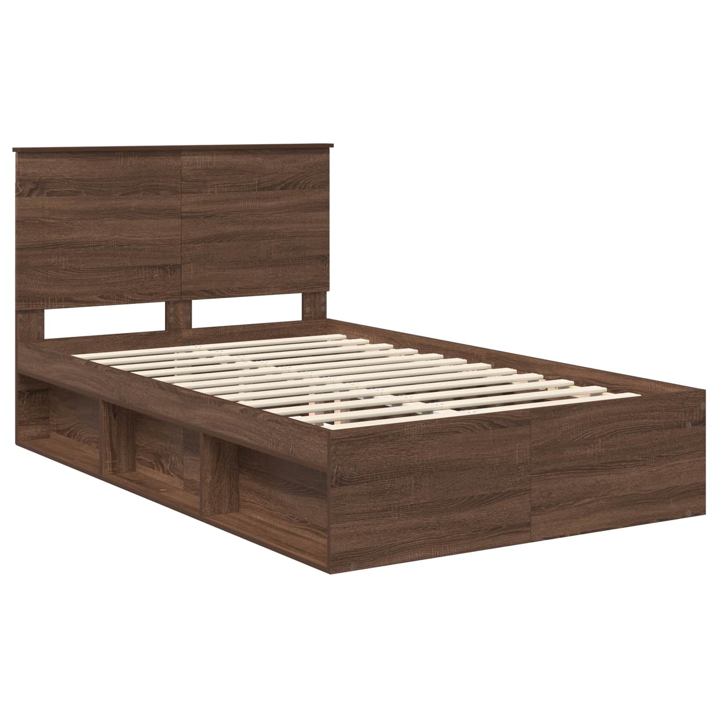 Bed Frame with Headboard Brown Oak 120 x 200 cm Solid Pine Wood