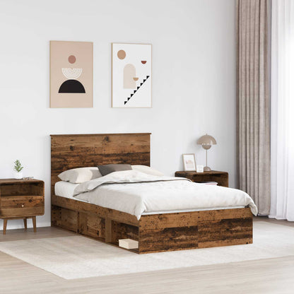 Bed Frame with Headboard Old Wood 120 x 200 cm Solid Pine Wood