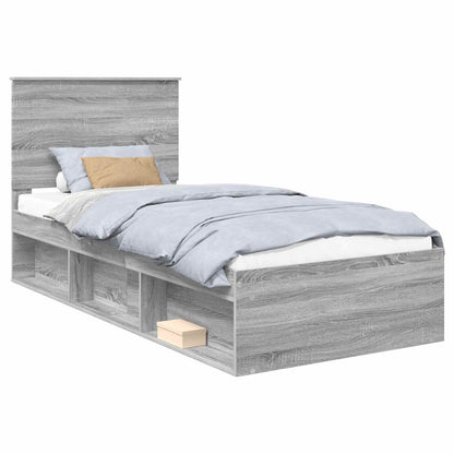 Bed Frame Grey Sonoma 100 x 200 cm Solid Pine Wood